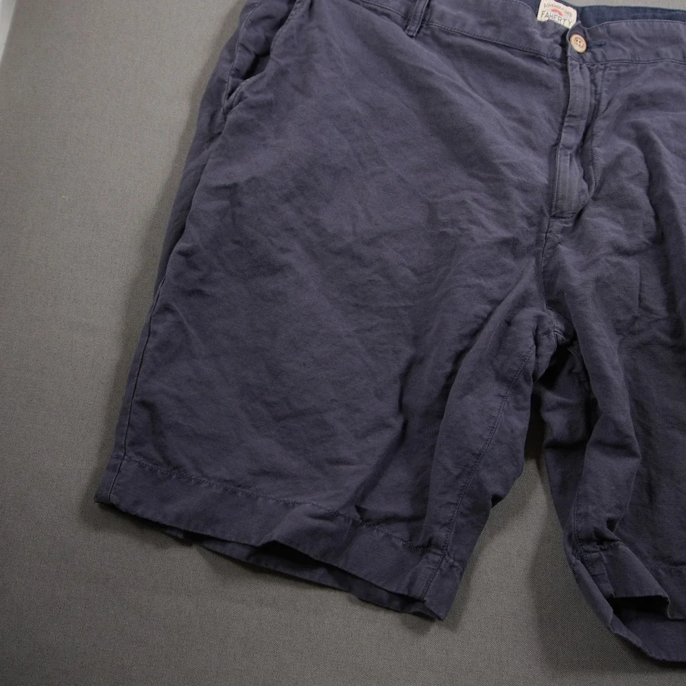 Faherty Linen Blend Flat Front Casual Men Shorts 40 Casual Chino Coastal